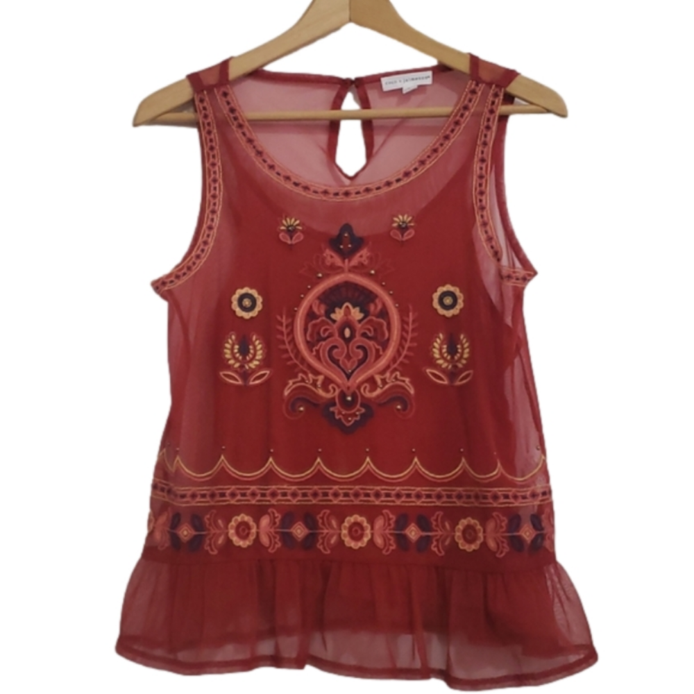 Coco Jaimeson Burnt Orange Sleeveless Top Sz S